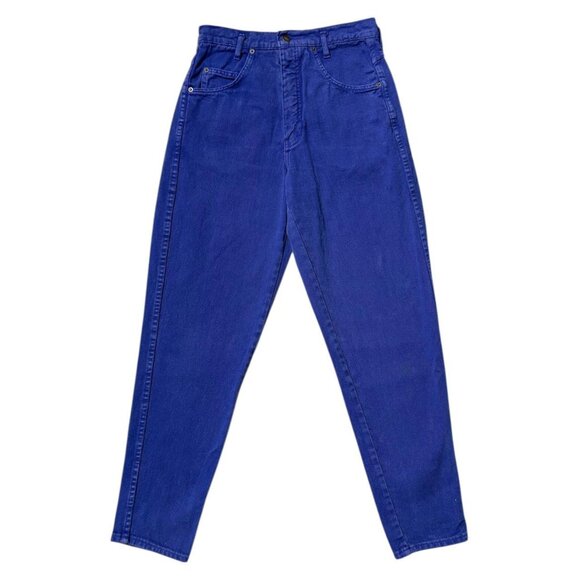 90s vintage highwaisted mom jeans purple high rise tapered western colour wash. - Picture 1 of 5